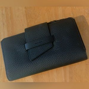 Allsaints black pebble leather wallet band new